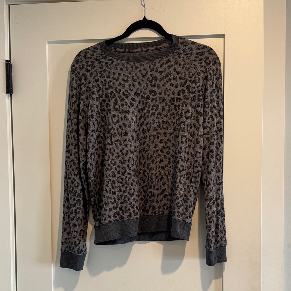 Lucky Brand Black and Gray Leopard Print Sweatshirt